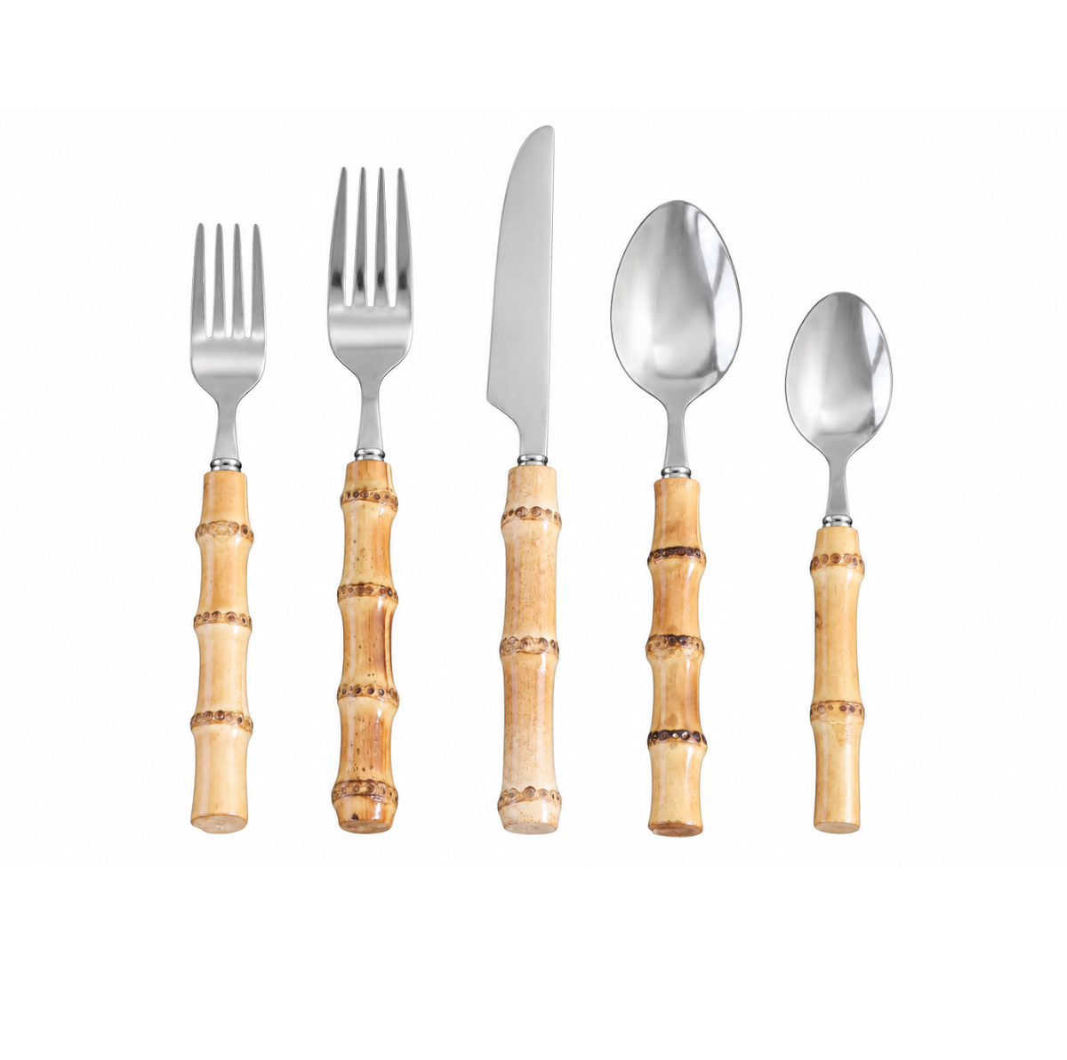 Vida Bamboo Stainless 5 Piece Flatware