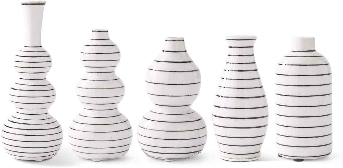 Set Of 5 White/Black Vases | Details Panamá
