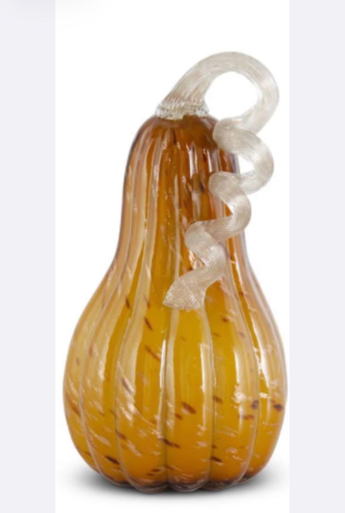 Yellow Speckled Handblown Glass Pumpin & Gourd