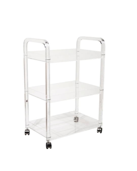 Acrylic 3 Tier Bar Cart On Casters