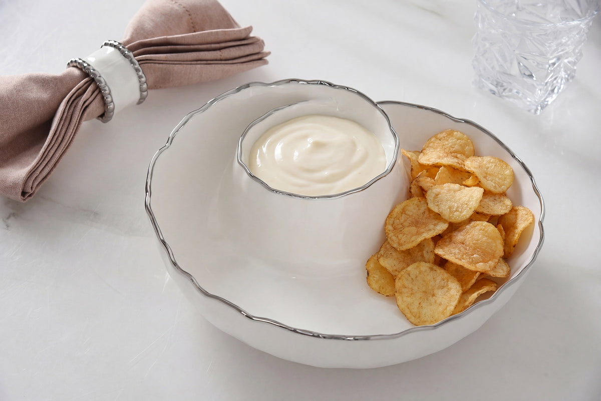 POR-White Round Chip & Dip
