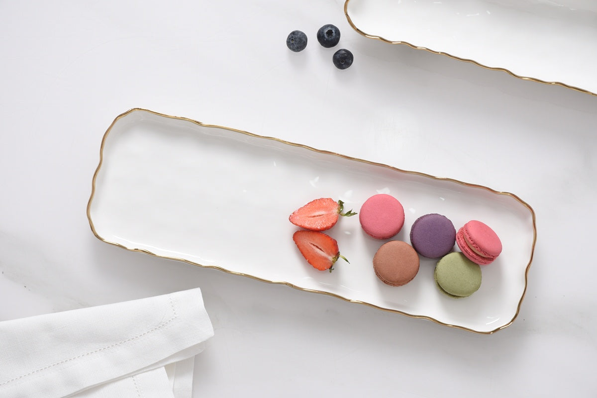 POR-White Gold Long Rectangular Tray