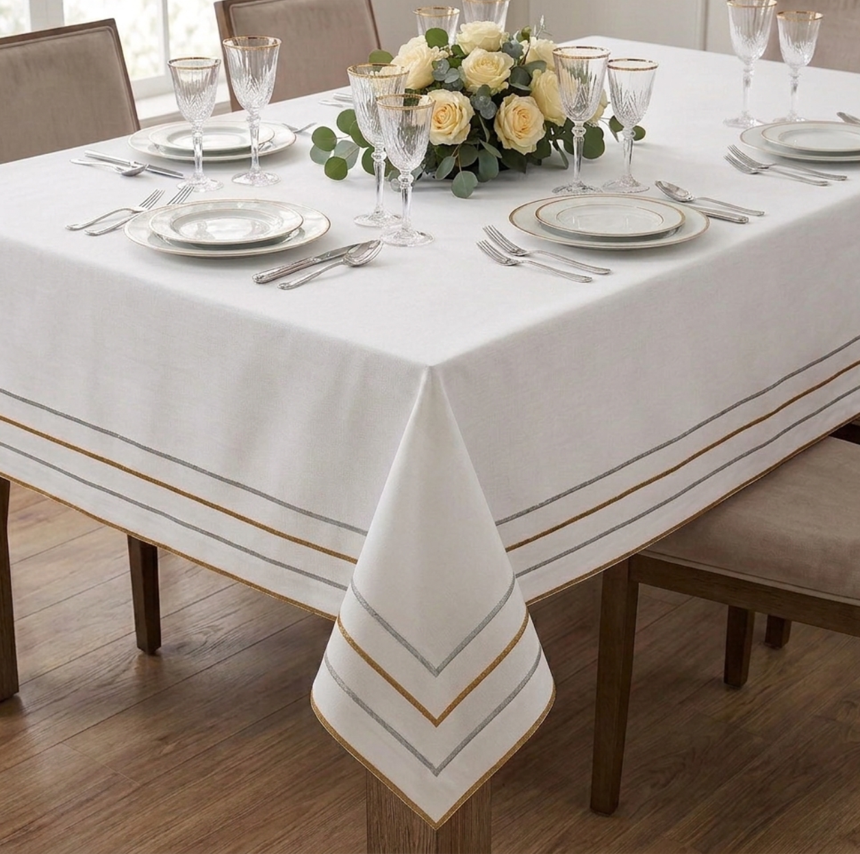 Metallic Lines Tablecloth