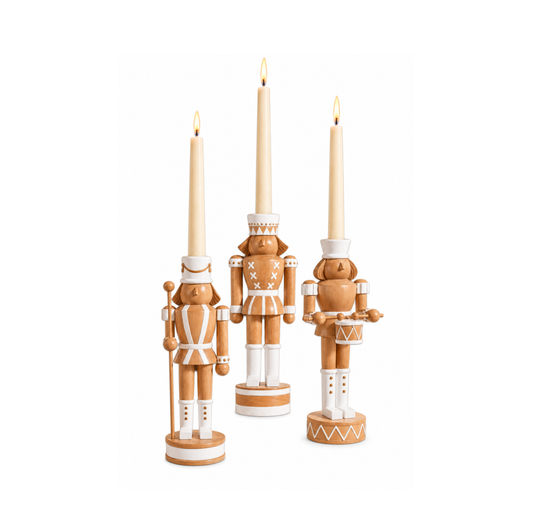 Wood Nutcracker Taper Holders