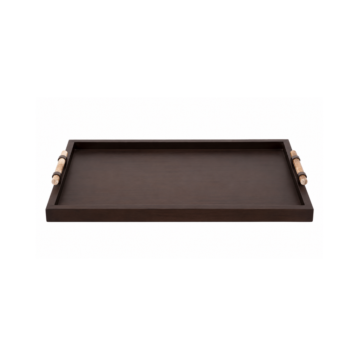 Large Wood Faux Leather Tray Brown | Details Panamá