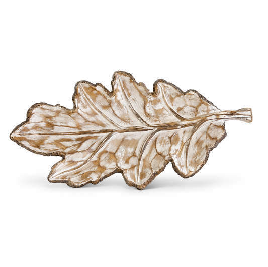 White Washed Resin Leaf Trays - Large
