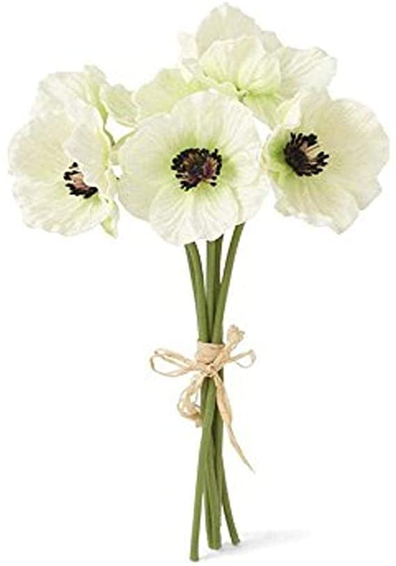 Real Touch Mini Poppy Bouquet White