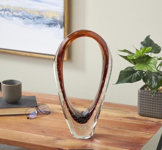 Oval Copper Glass Sculpture