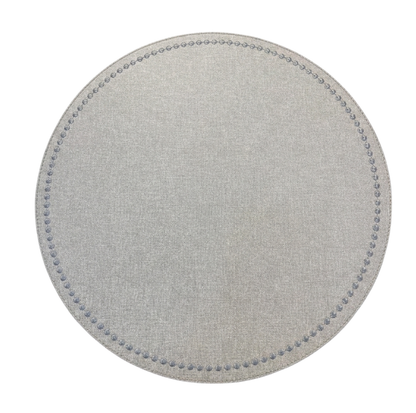 Victoria Latte Round Placemat W/ Embroidery Single Dot | Details Panamá