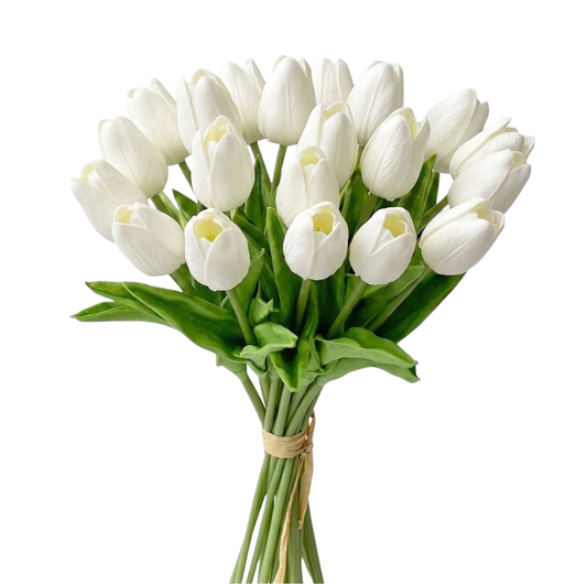White Real Touch Mini Tulip Bouquet