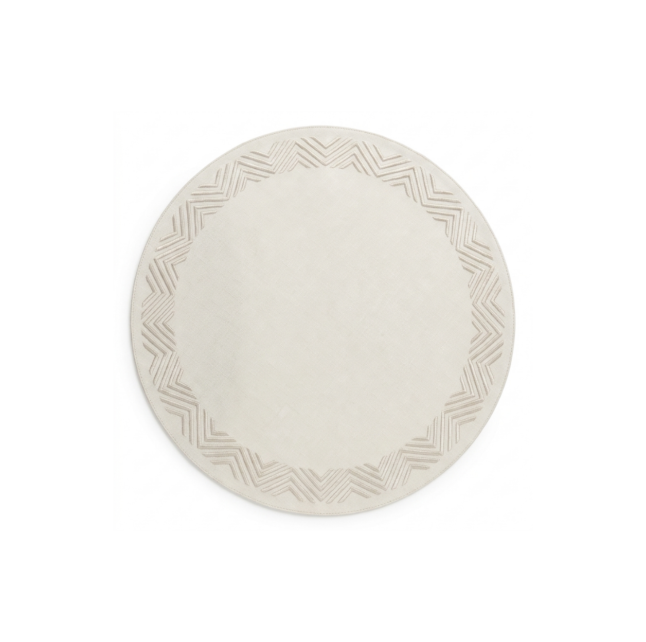 Round Placemat Tripple Zig Zag / White Stitch