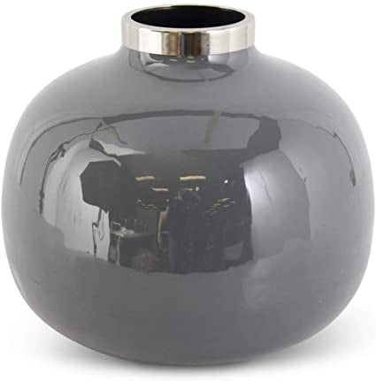 Gray Enamel Vase Silver Ring S