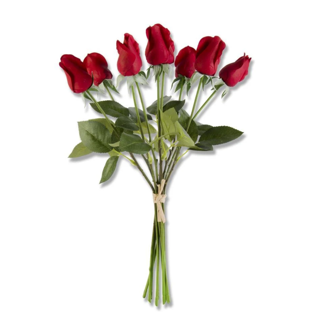 Red Real Touch Rose Bud W/Foliage Bundle