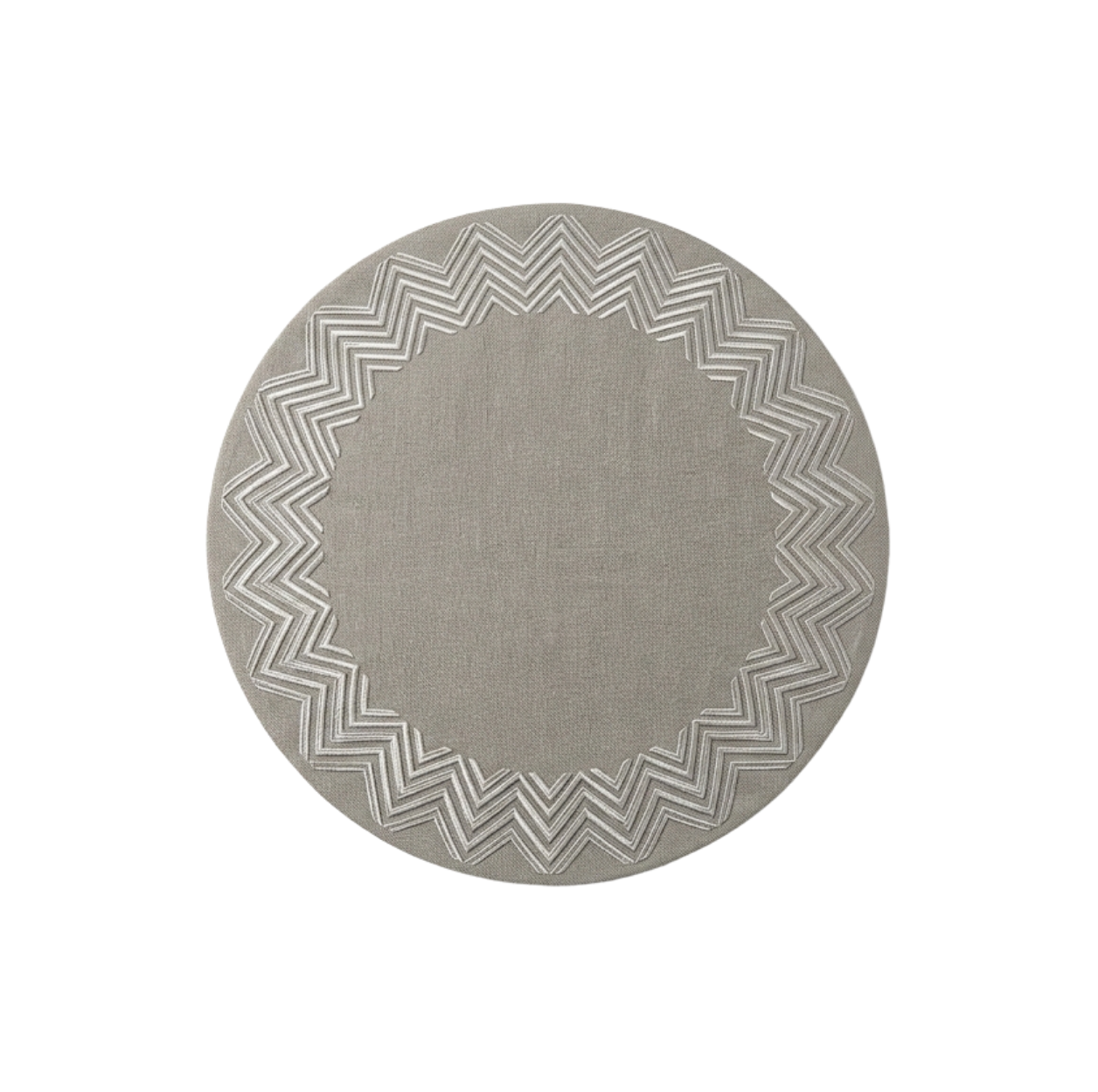 Round Placemat Tripple Zig Zag / White Stitch