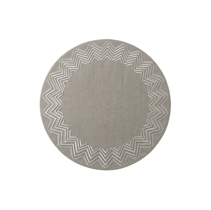 Round Placemat Tripple Zig Zag / White Stitch