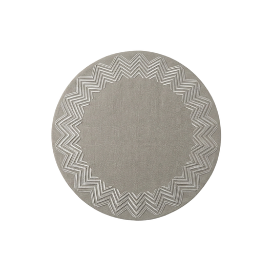 Round Placemat Tripple Zig Zag / White Stitch