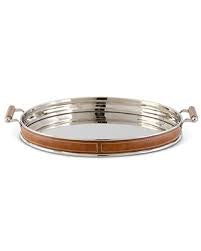 Leather Round Double Tray