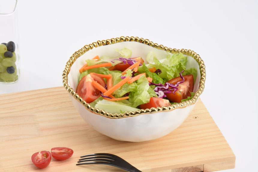 CER-White Gold Medium Round Salad Bowl