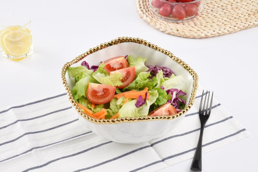 CER-White Gold Large Round Salad Bowl