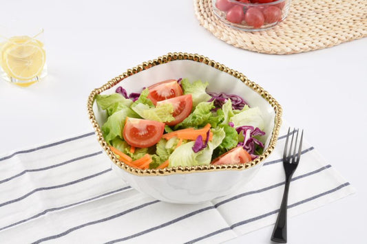 CER-White Gold Large Round Salad Bowl