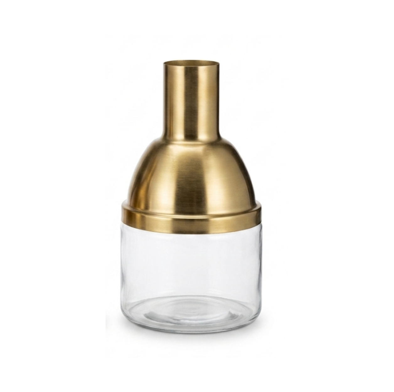 Gold Metal & Clear Glass Long Neck Vases S
