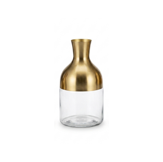 Gold Metal & Clear Glass Long Neck Vases S