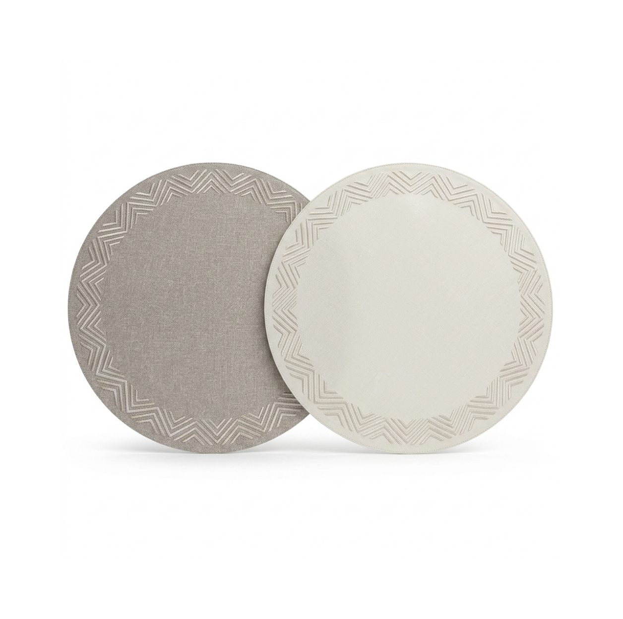 Round Placemat Tripple Zig Zag / White Stitch