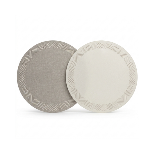 Round Placemat Tripple Zig Zag / White Stitch