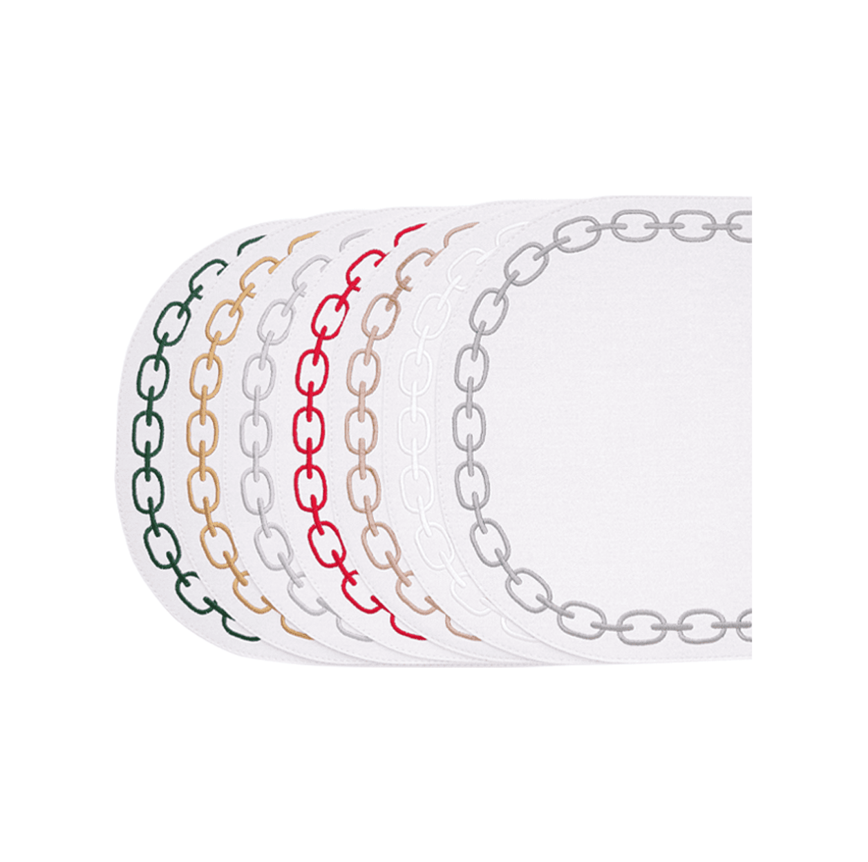 Oval Placemat With Embroidery Chain