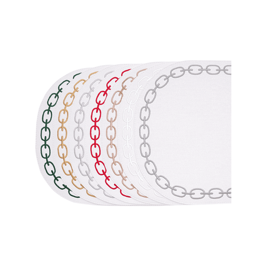 Oval Placemat With Embroidery Chain