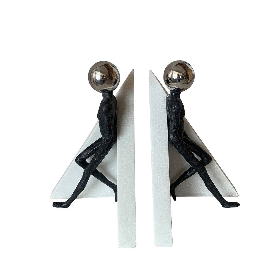 Crestone Bookend Figures W/ Steel Sphere