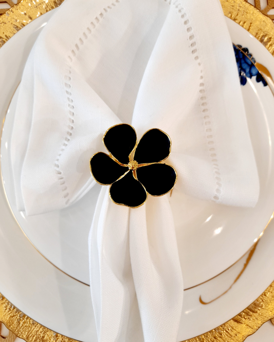Black Flower Napkin Ring
