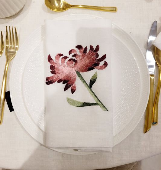 White With Big Flower Napkin 20X20