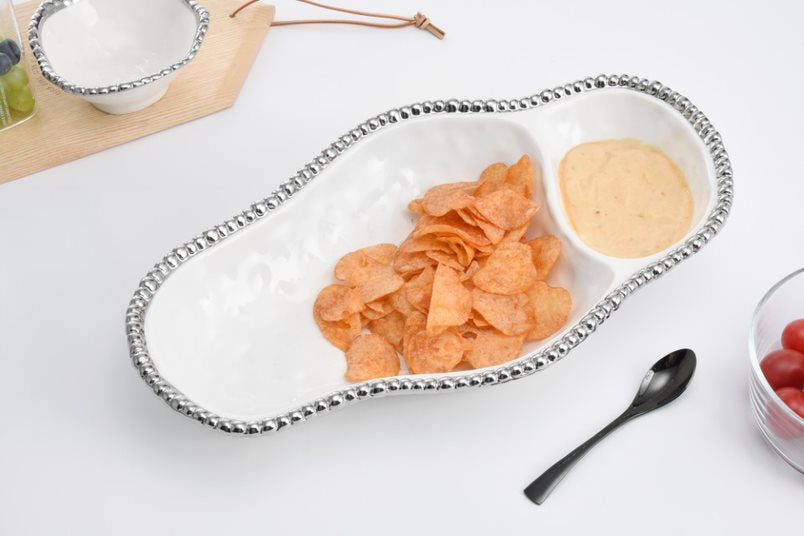 CER-White 2 Section Serving Piece