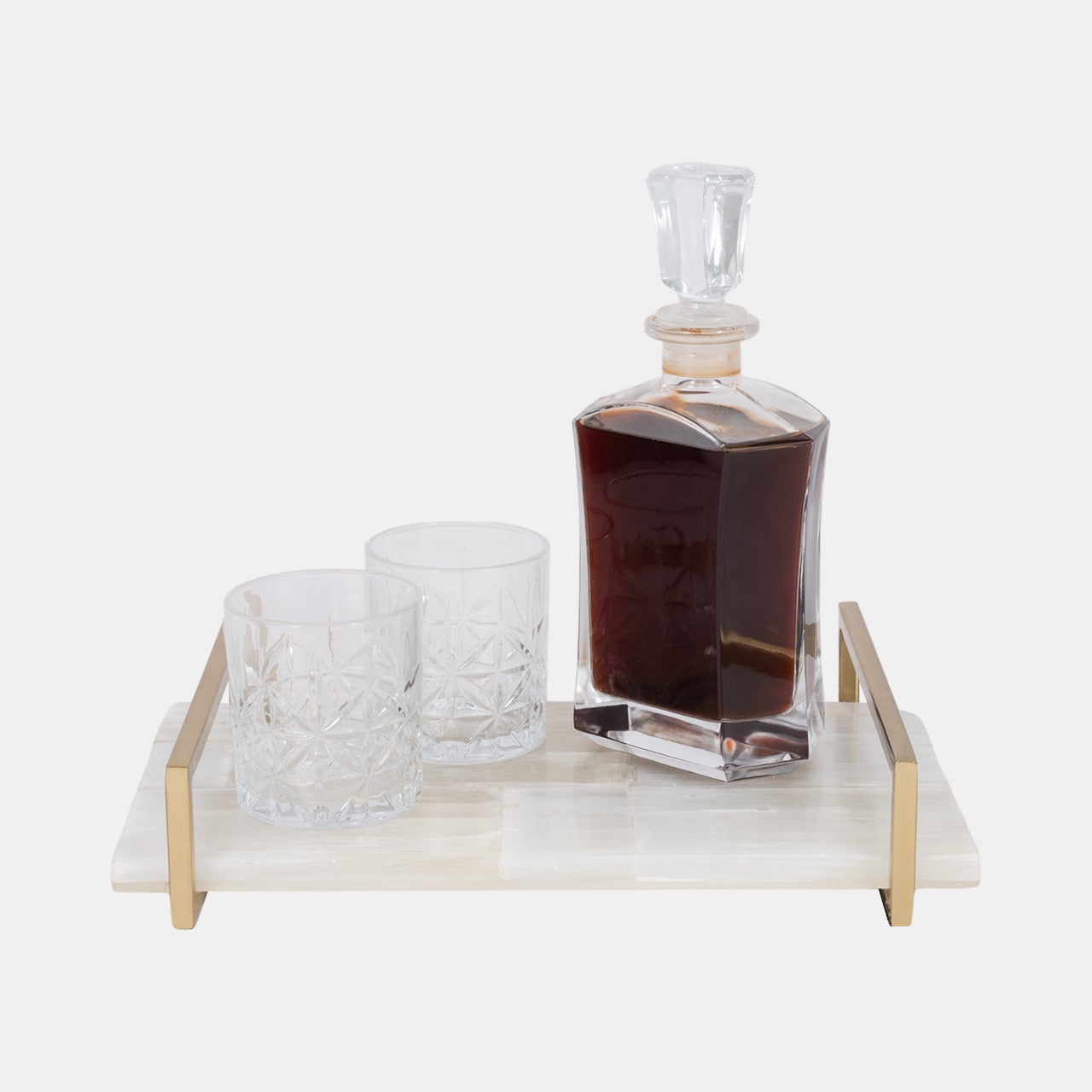 Selenite Tray W/ Gold Handles