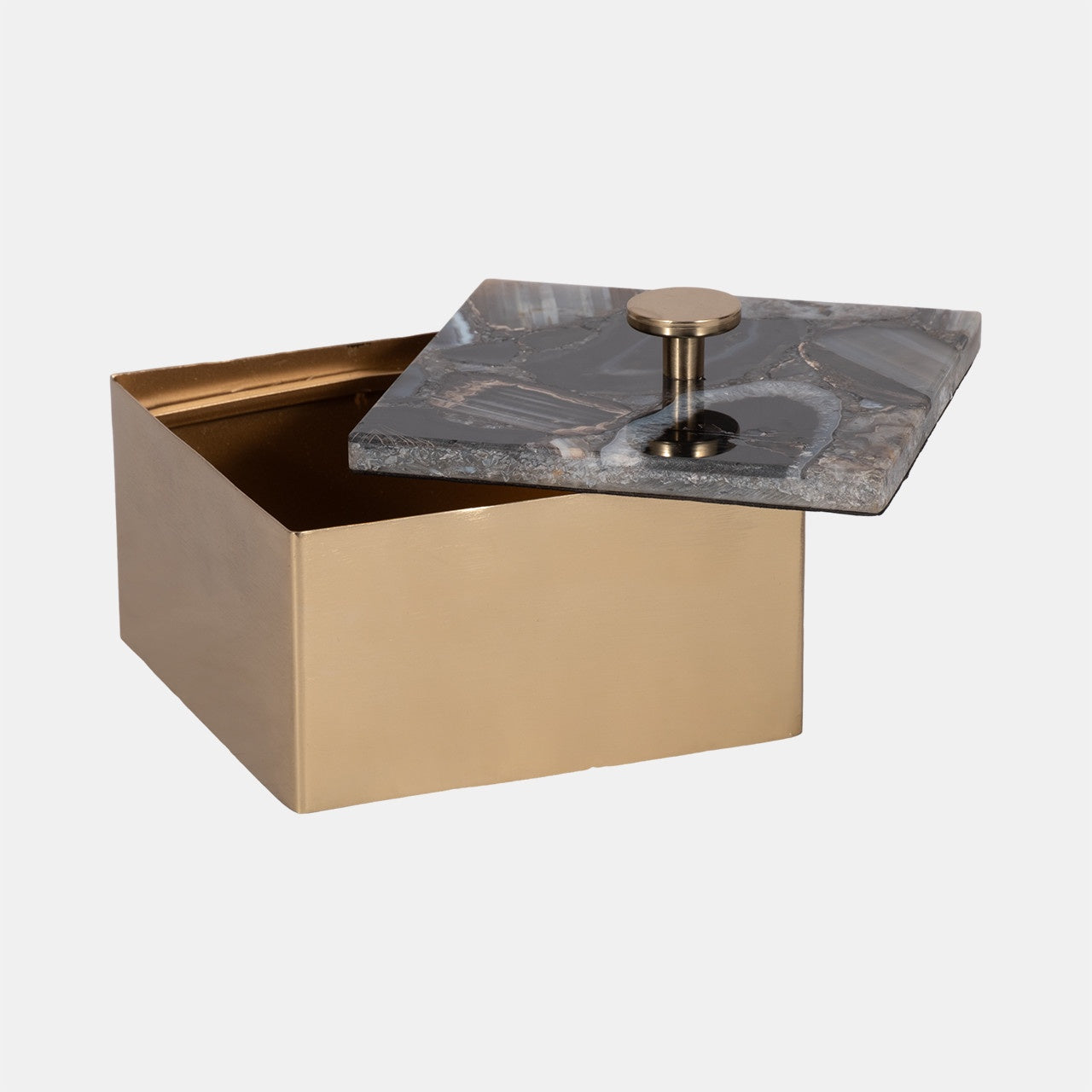 Gold & Black Agate Lid Box