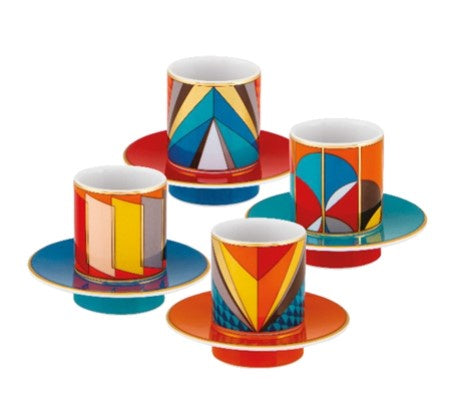 Futurismo Coffee Cups & Saucers S/4