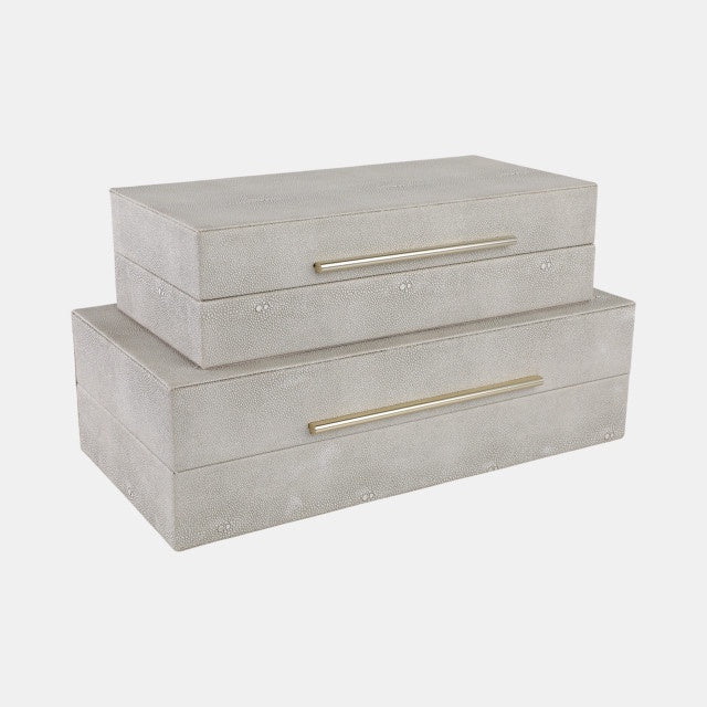 Ivory Rectangular Shagreen Boxes