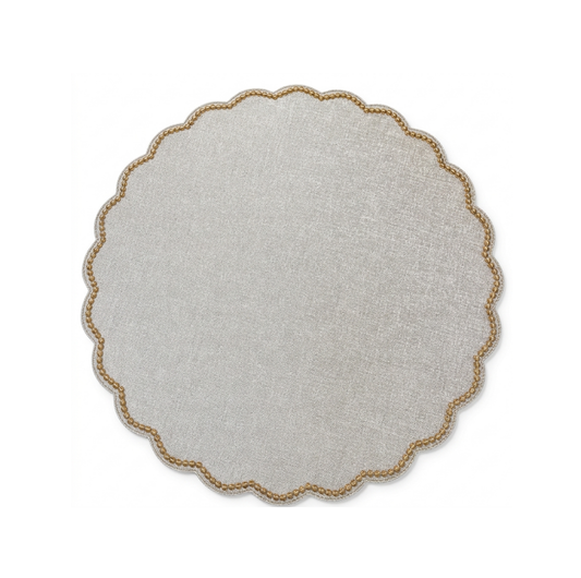 Victoria Latte Belgravia Placemat W/ Embroidery Single Dot Beige / 3628 Stitch