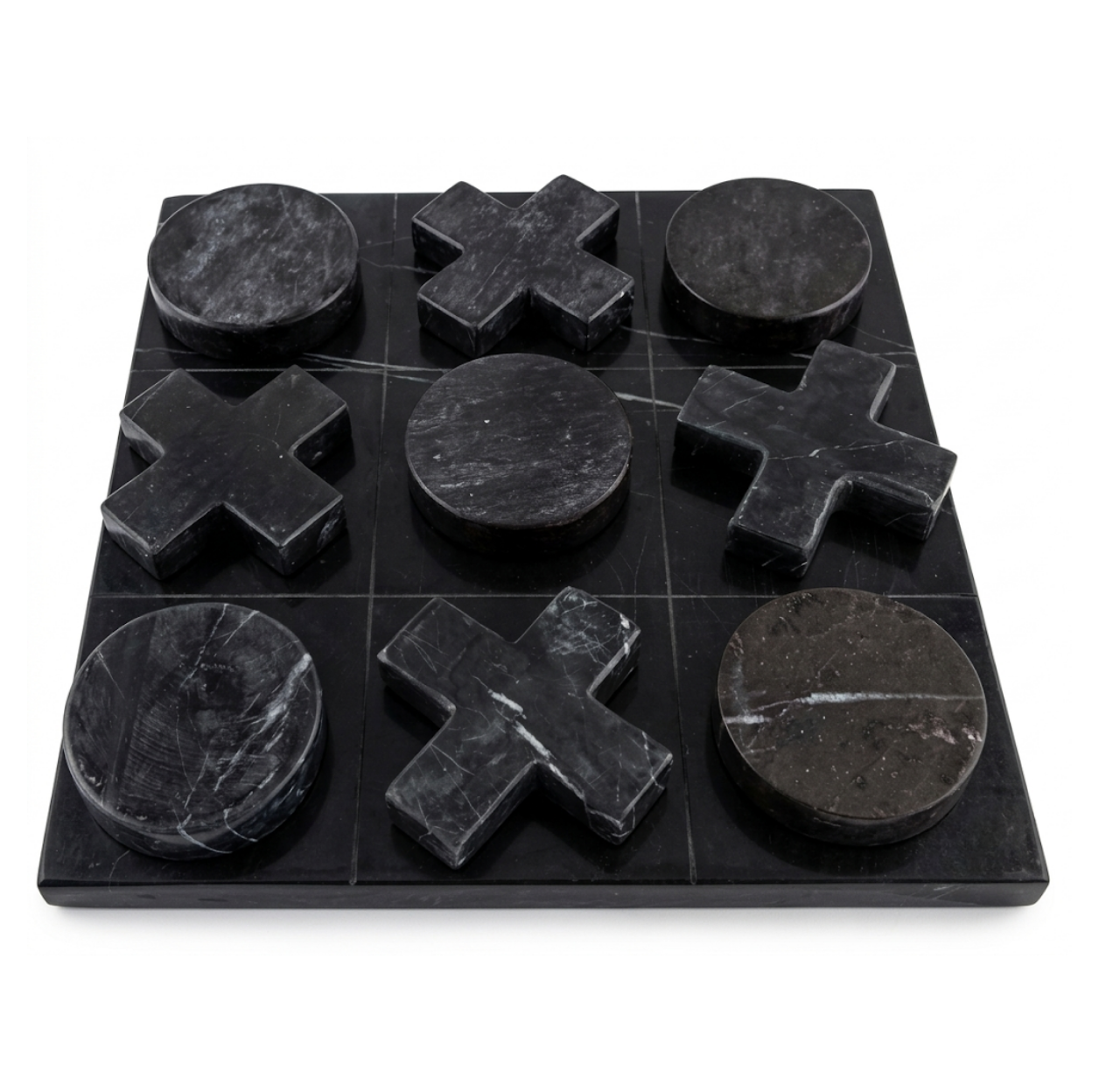 Black Petrified Wood Tic Tac Toe