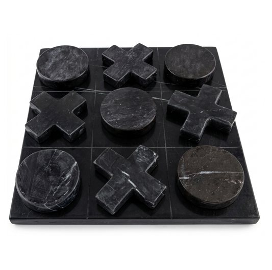 Black Petrified Wood Tic Tac Toe