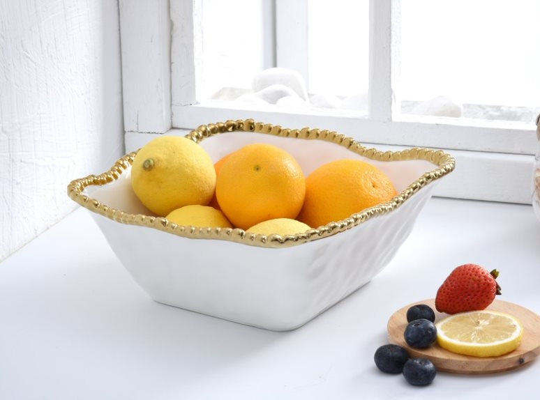 CER-White Gold Medium Square Salad Bowl