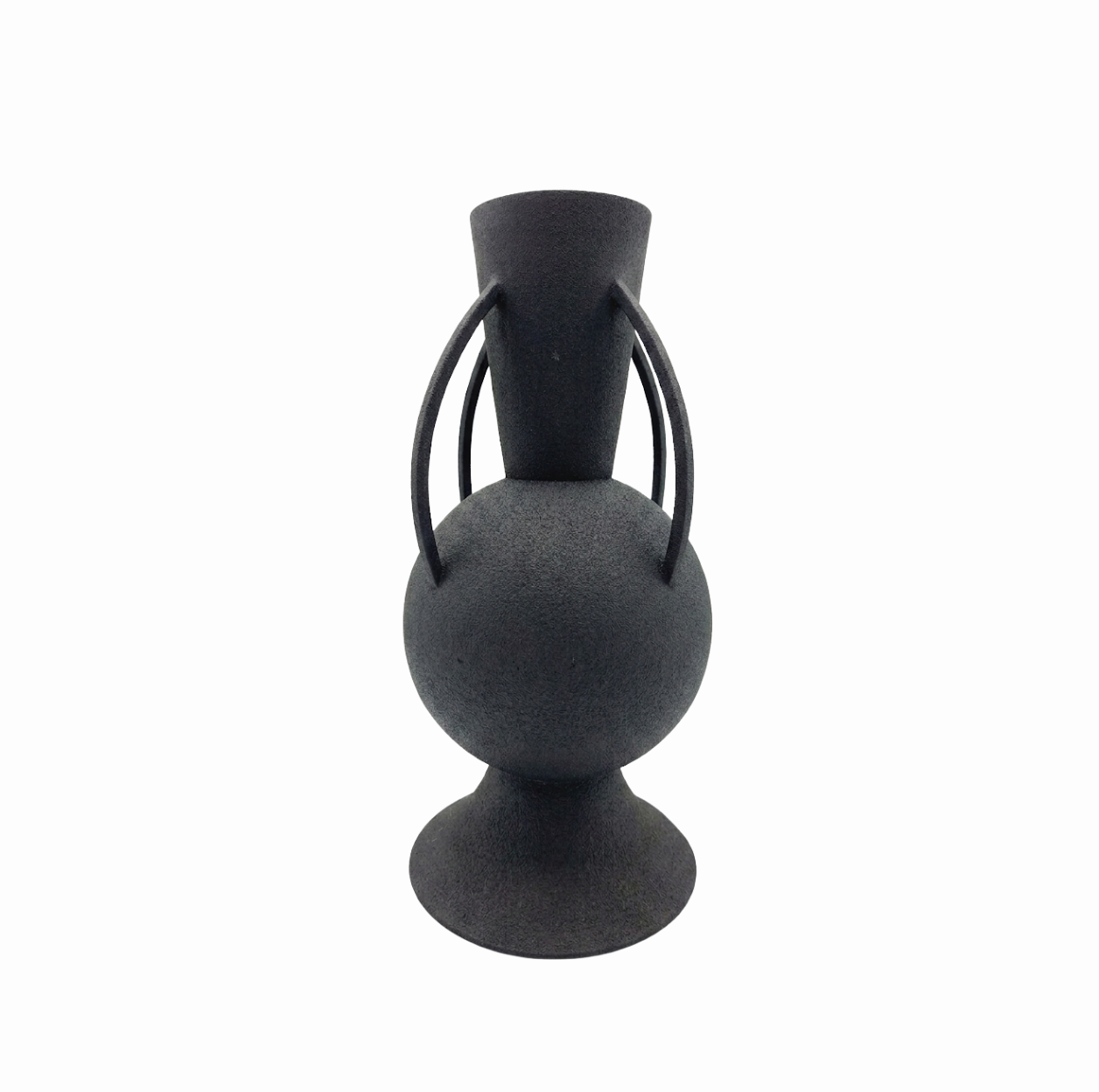 Textured Metal Vase With 4 Handles