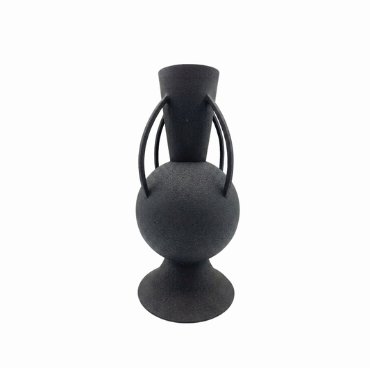 Textured Metal Vase With 4 Handles