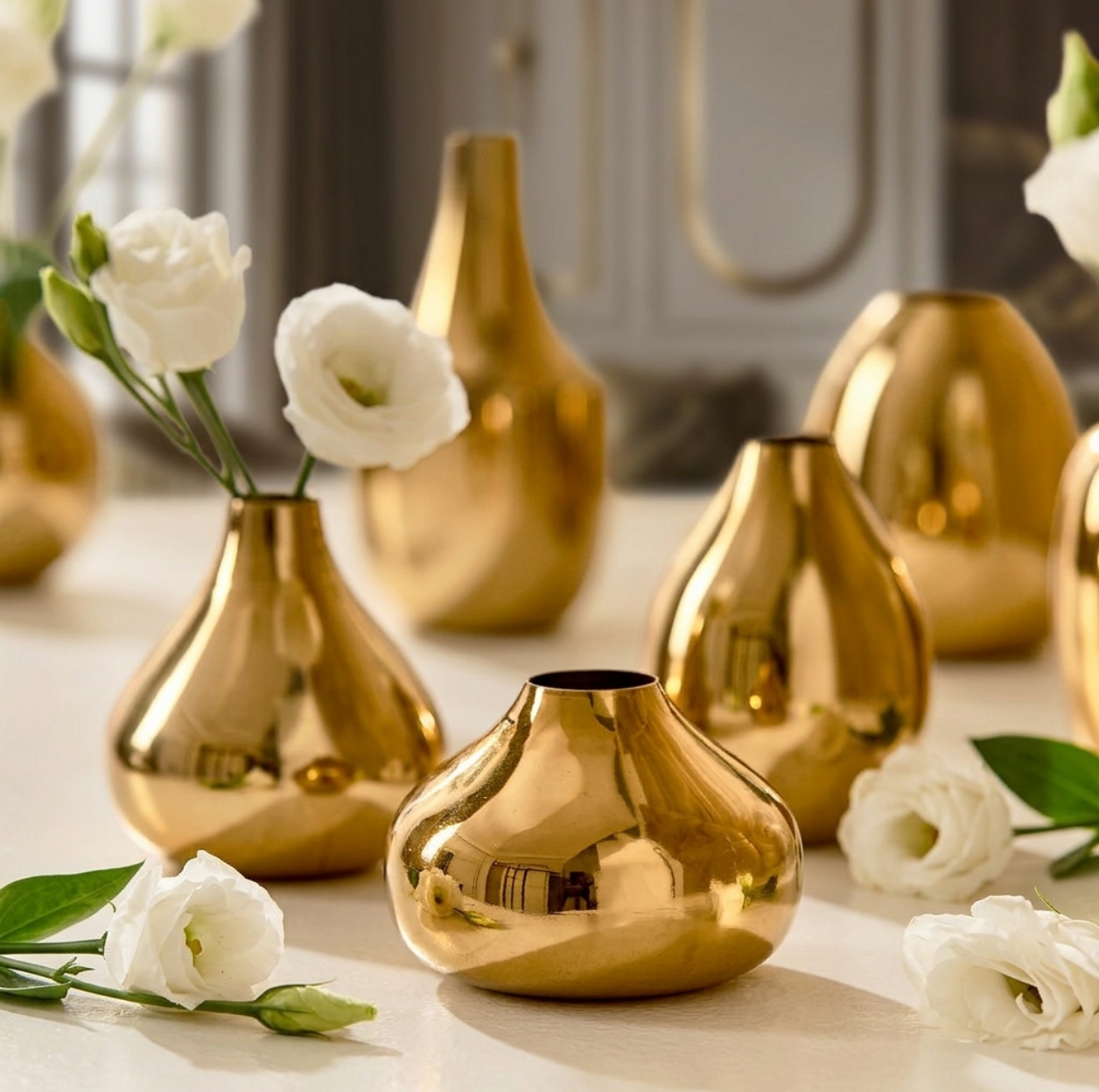 Plated Nickel Vase S/6