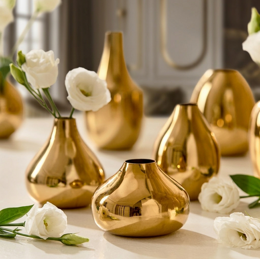 Plated Nickel Vase S/6