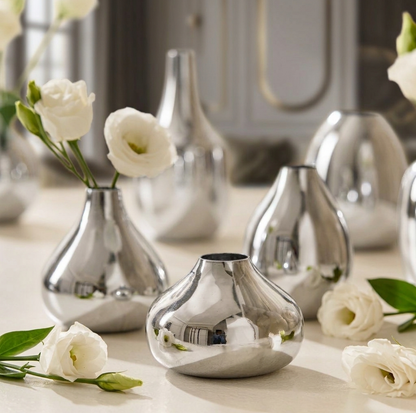 Plated Nickel Vase S/6