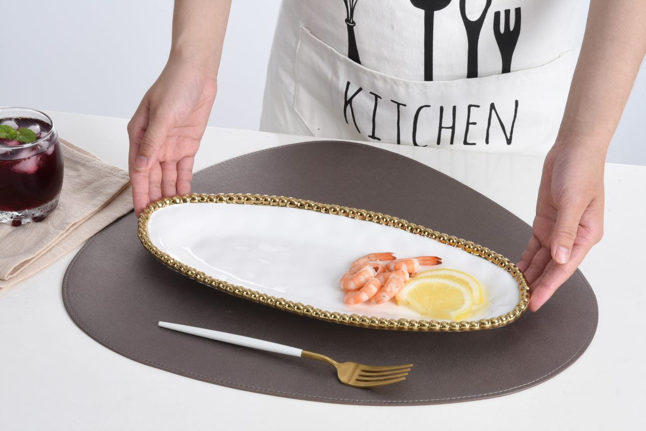 CER-White Gold Small Oval Serving Platter