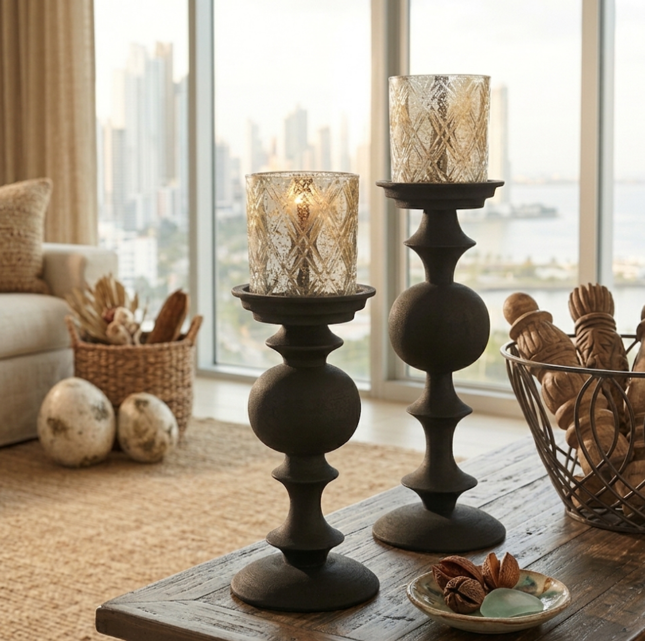 Black Matte Metal Candleholders