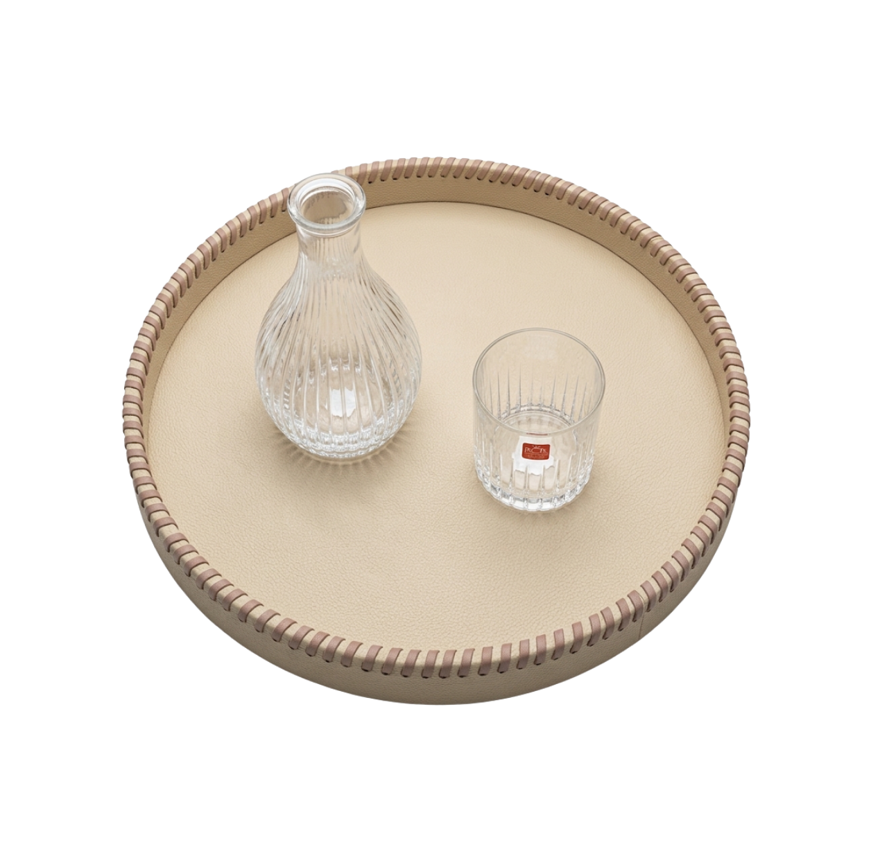 Round Tray With Leather Band